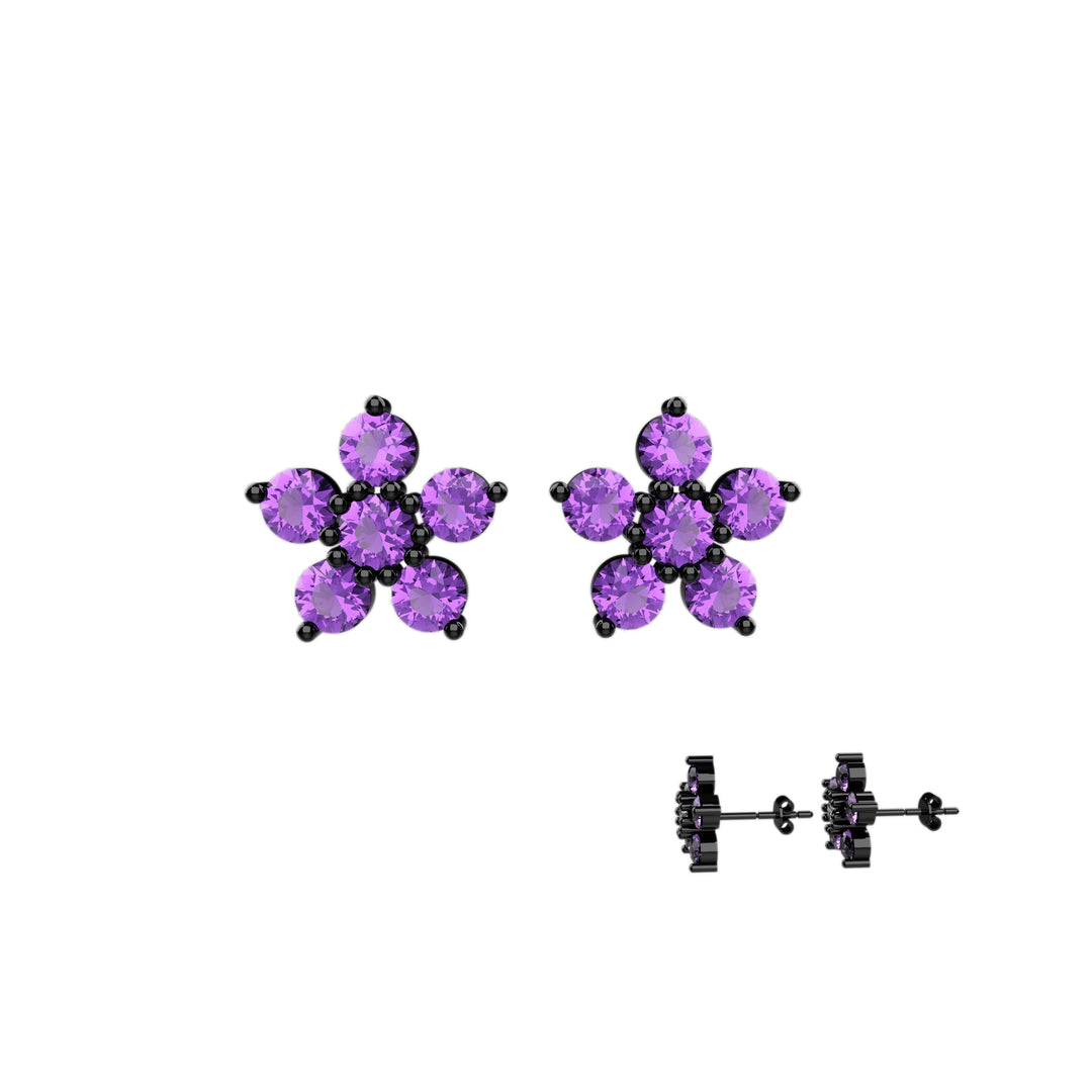 Cluster Cz Earrings in Black