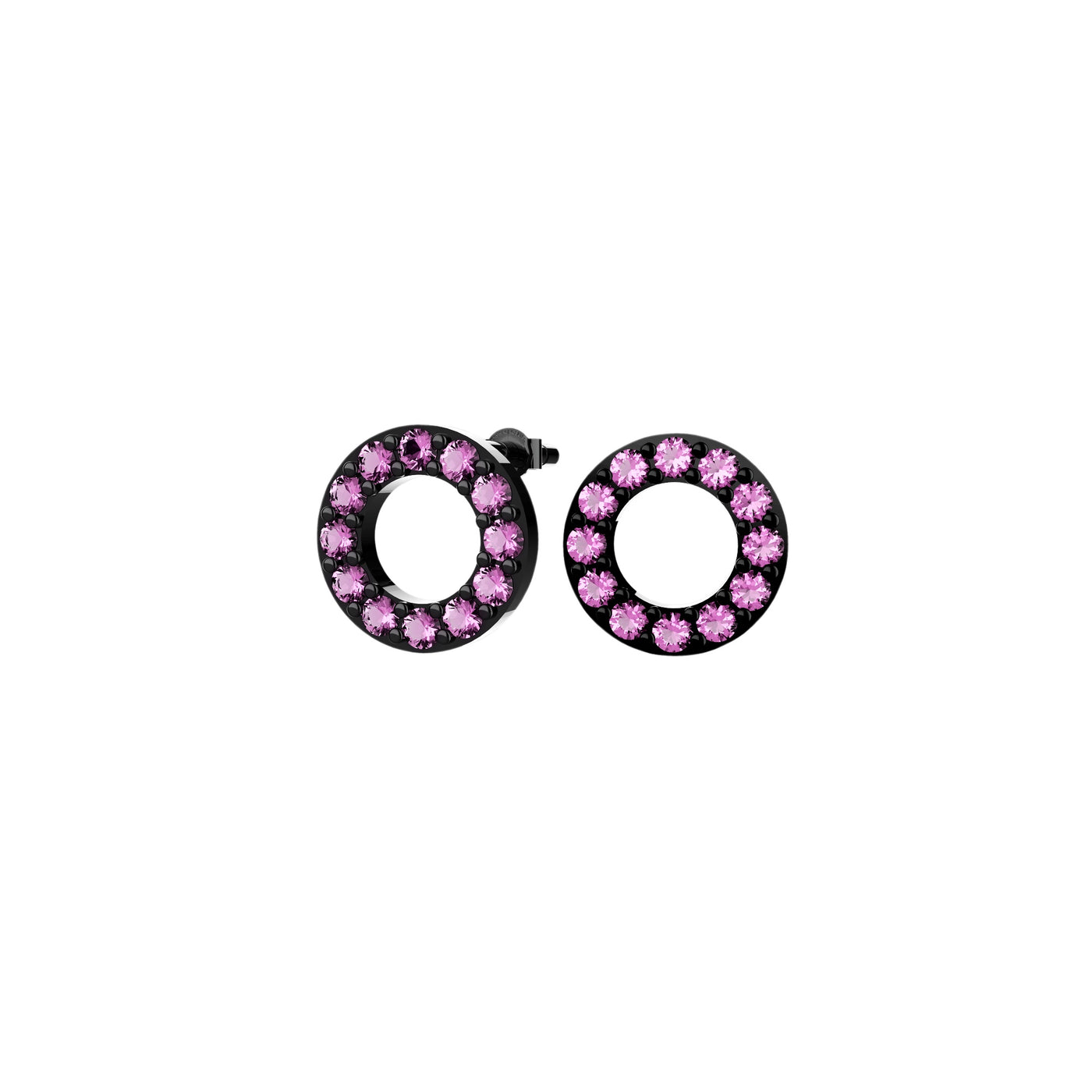 Ear Studs In Round Pink Gems