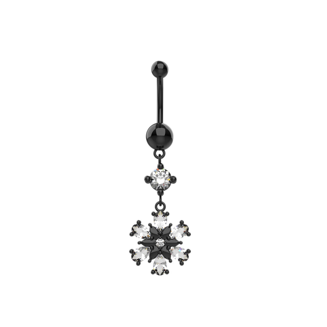 14G Cubic Zirconia Flower Belly Ring