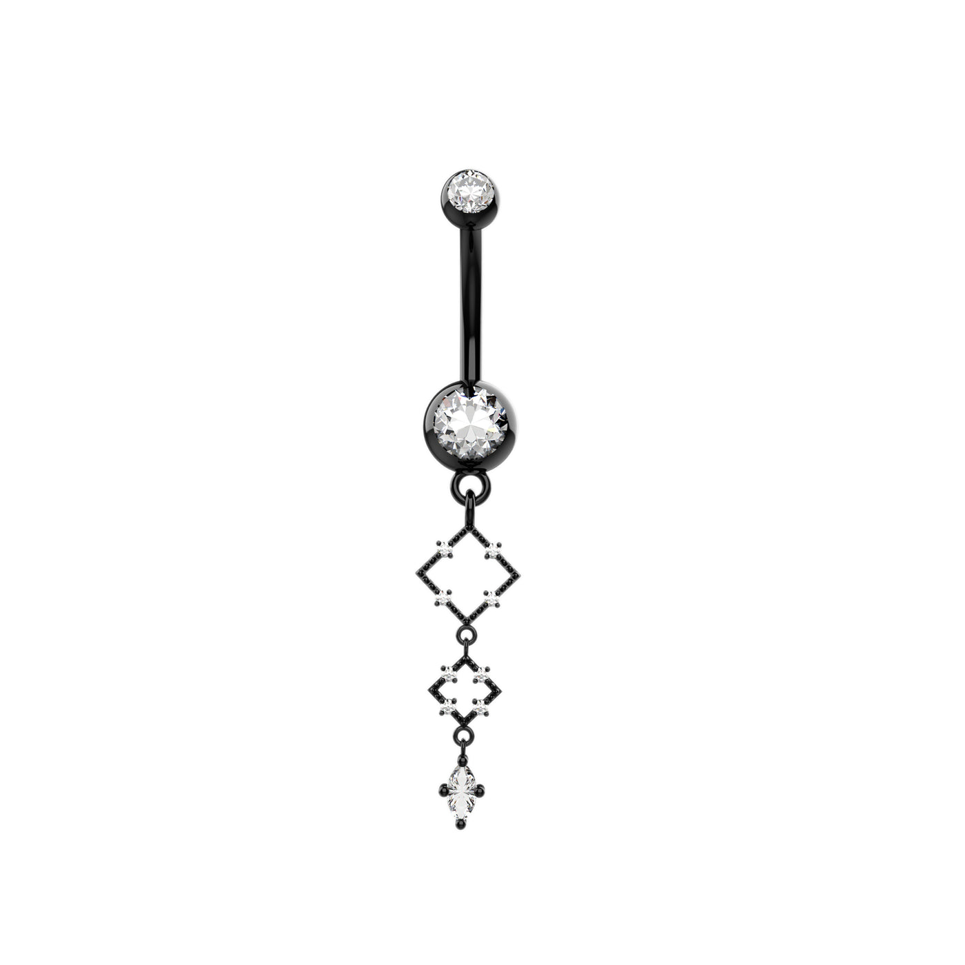 Clear Gems Dangling Navel Ring Belly Jewelry