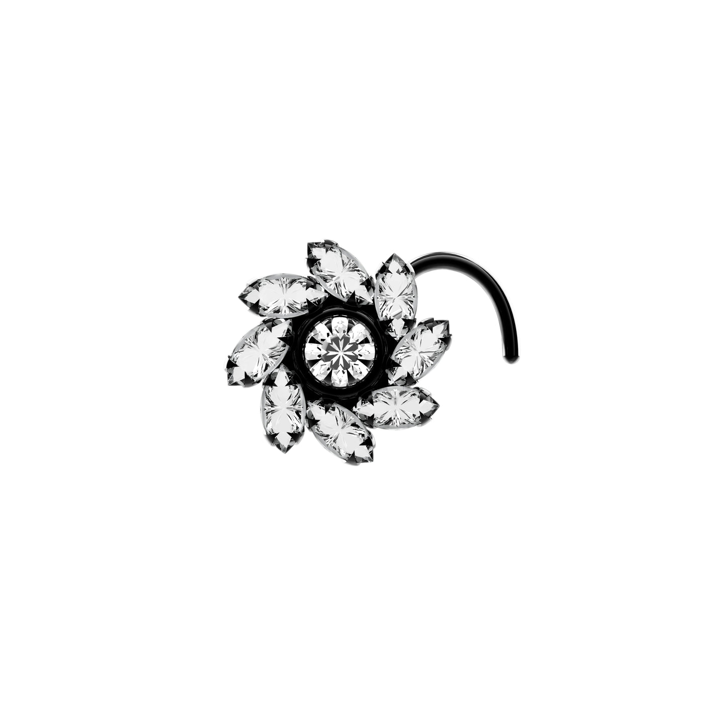 Crystal Clear Stone Tiny Flower Nose Stud