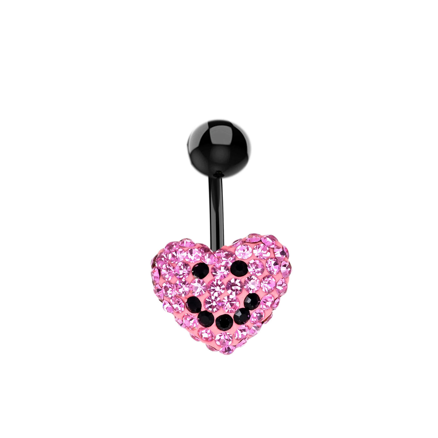Smiley Pink Heart Belly Button Ring