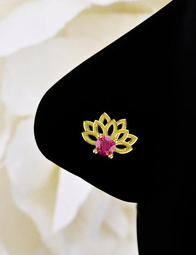 14ct Gold Plated Lotus Styled Nose Stud