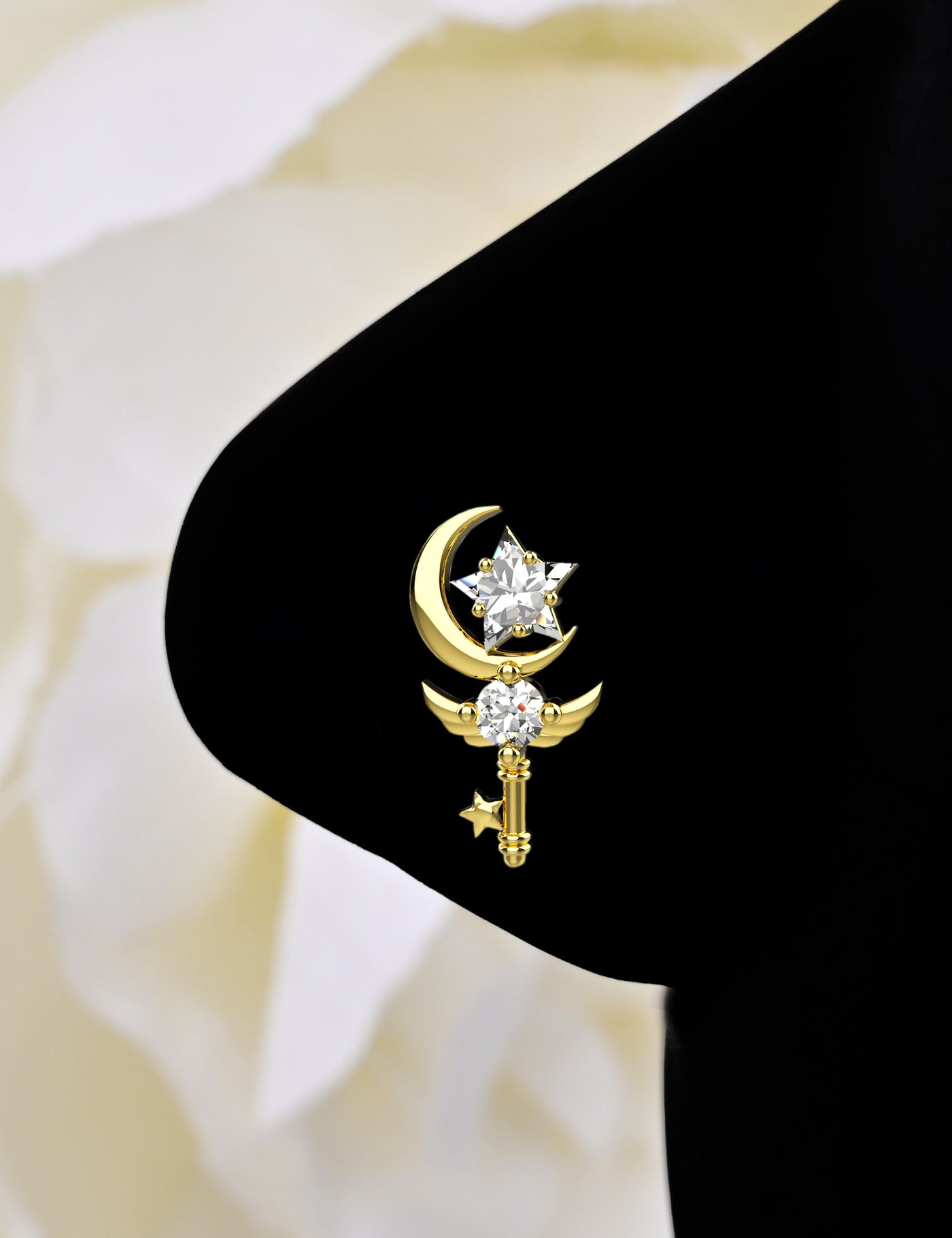 MOON STAR CLEAR CZ NOSE STUD