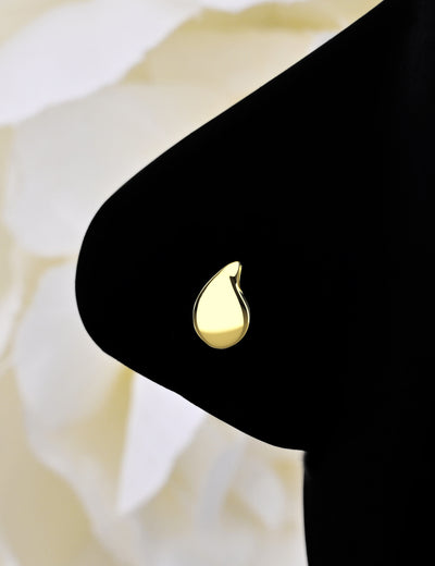 Water Drop Inspired Yellow Gold Nose Stud