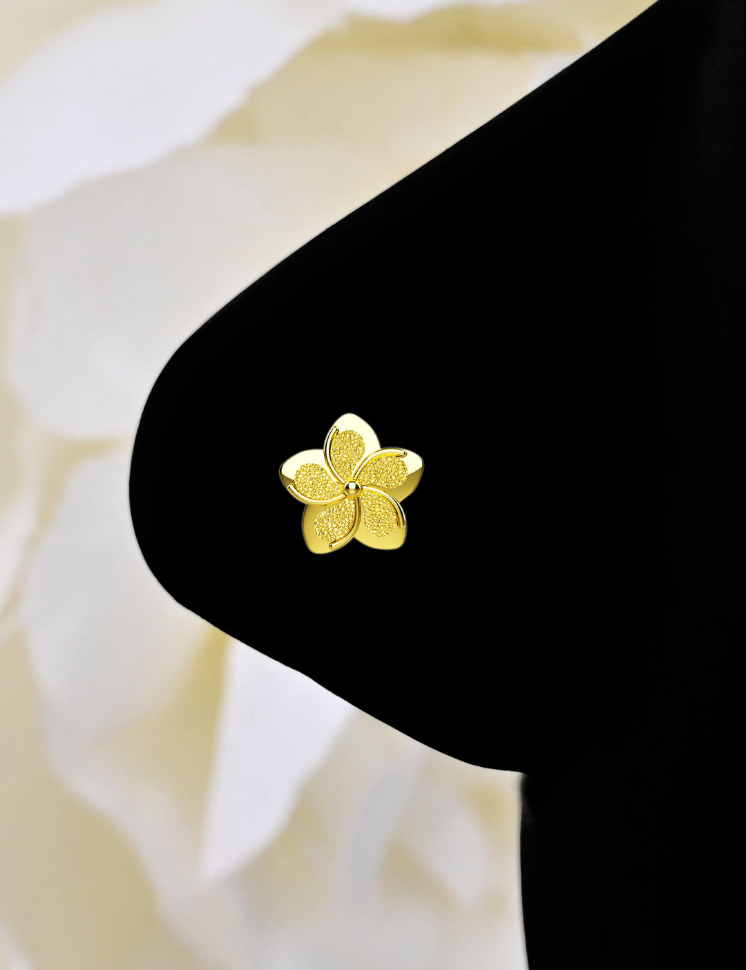 14k gold plumeria nose stud – elegant floral nose jewelry