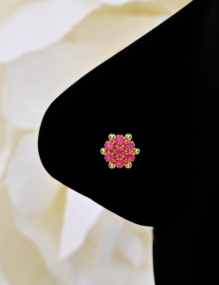 flower style tiny ruby gems nose studs