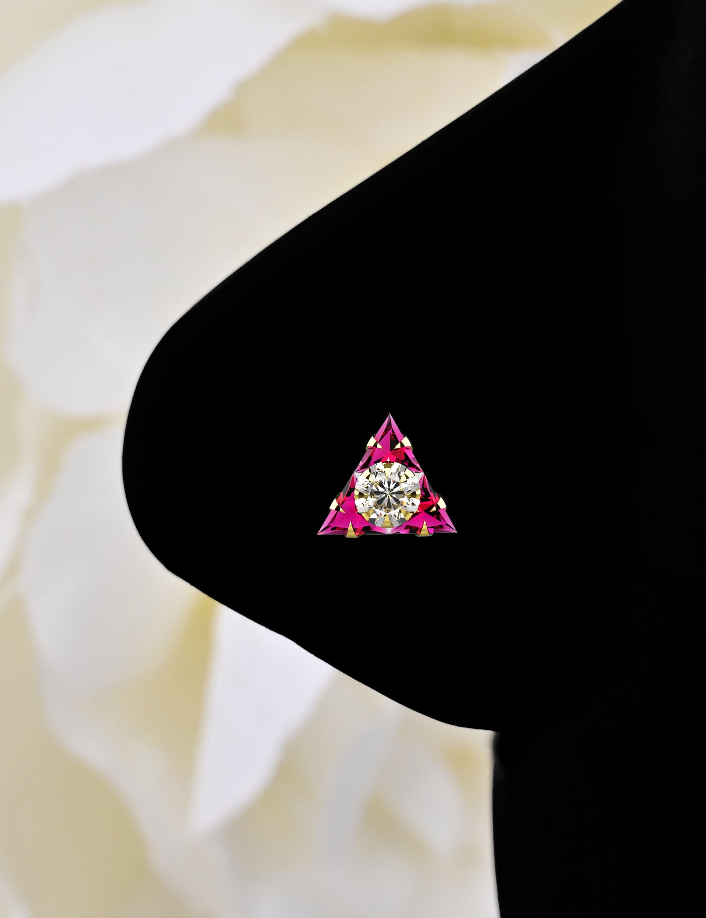 Ruby Triangle Gold Plated Nose Pin