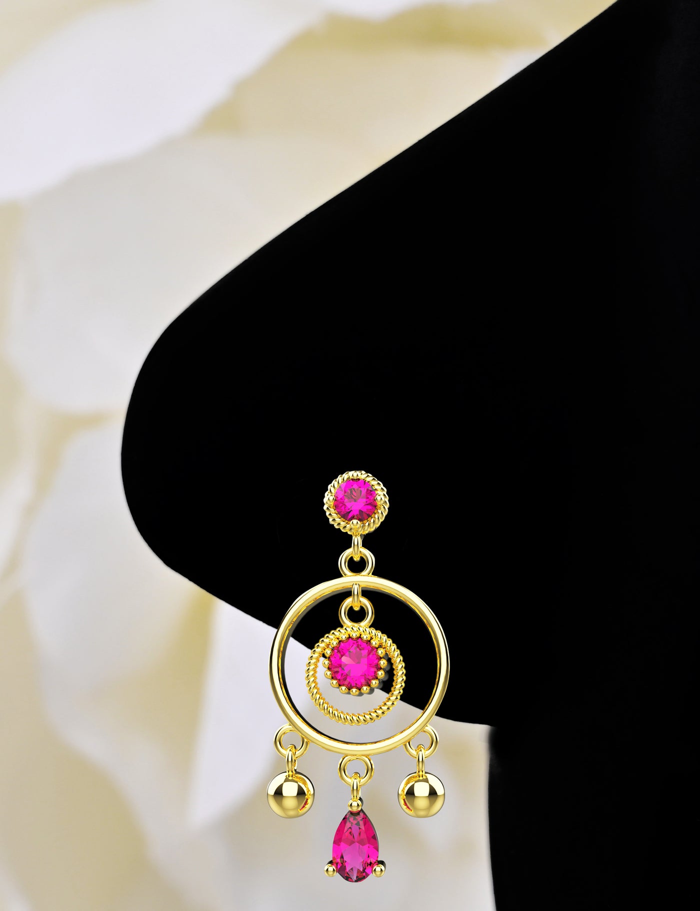 ruby pink dangle nose ring