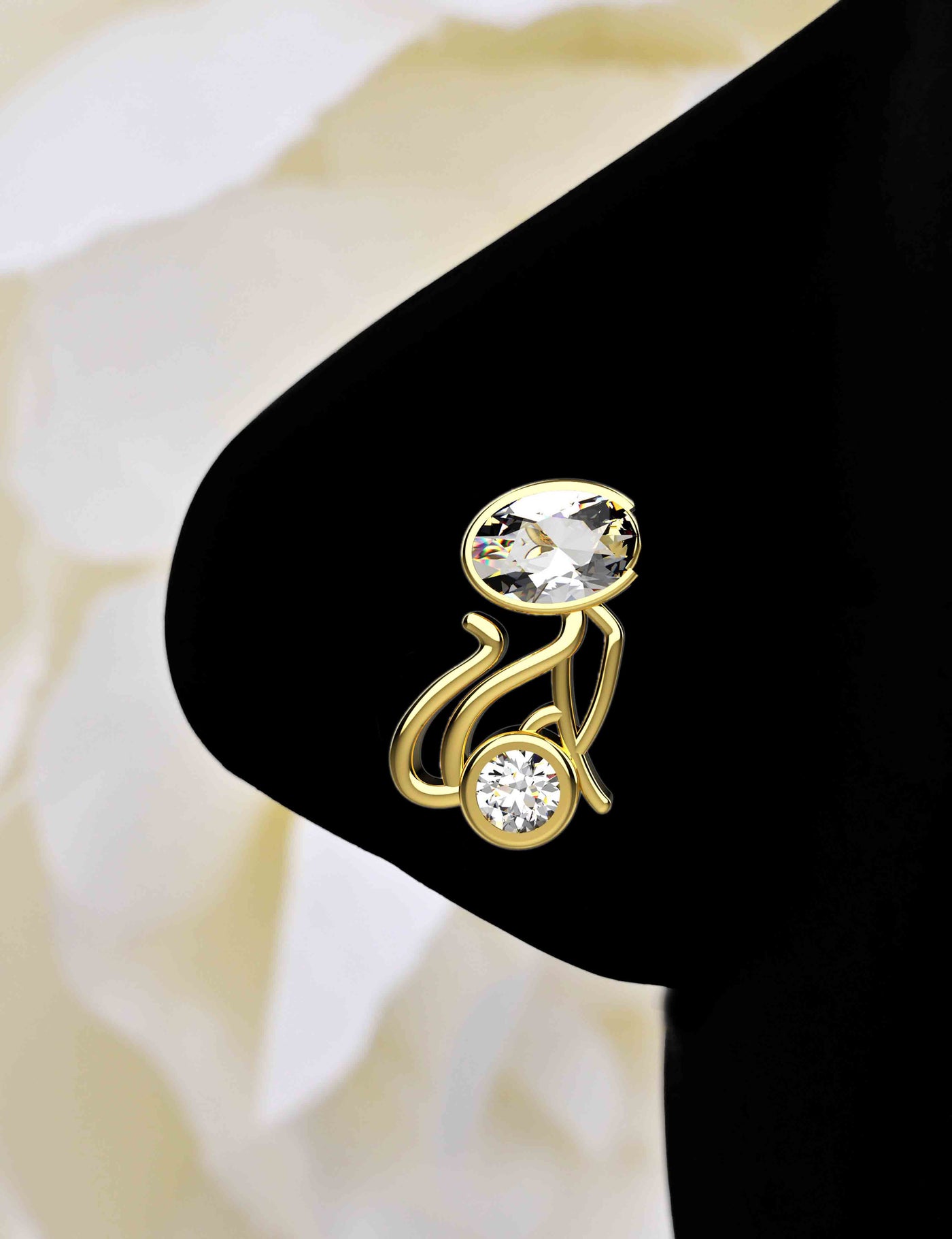 Standing Cat Gold Nose Stud