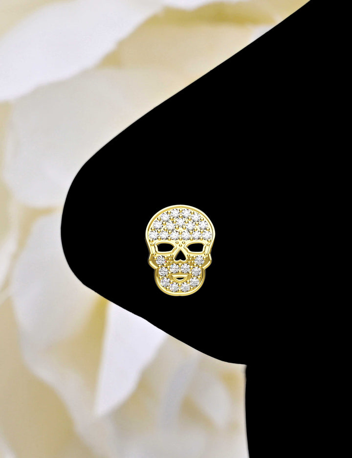 Unique gold nose stud skull 