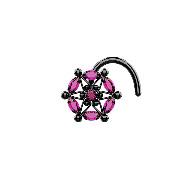 14k gold nose ring with blue gems – 20g nose screw piercing