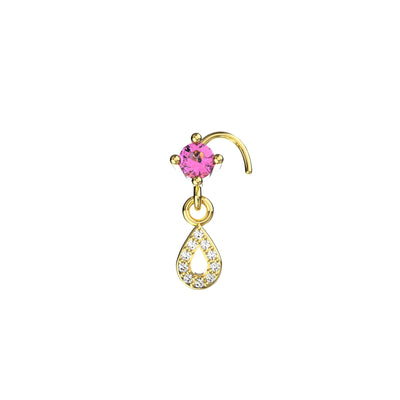 Ruby Drop Dangle Nose Ring