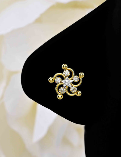 Traditional Cubic Zircon Gold Plated Nose Stud