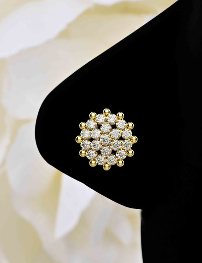 Gold Plated Crystal Stone Flower Nose Stud