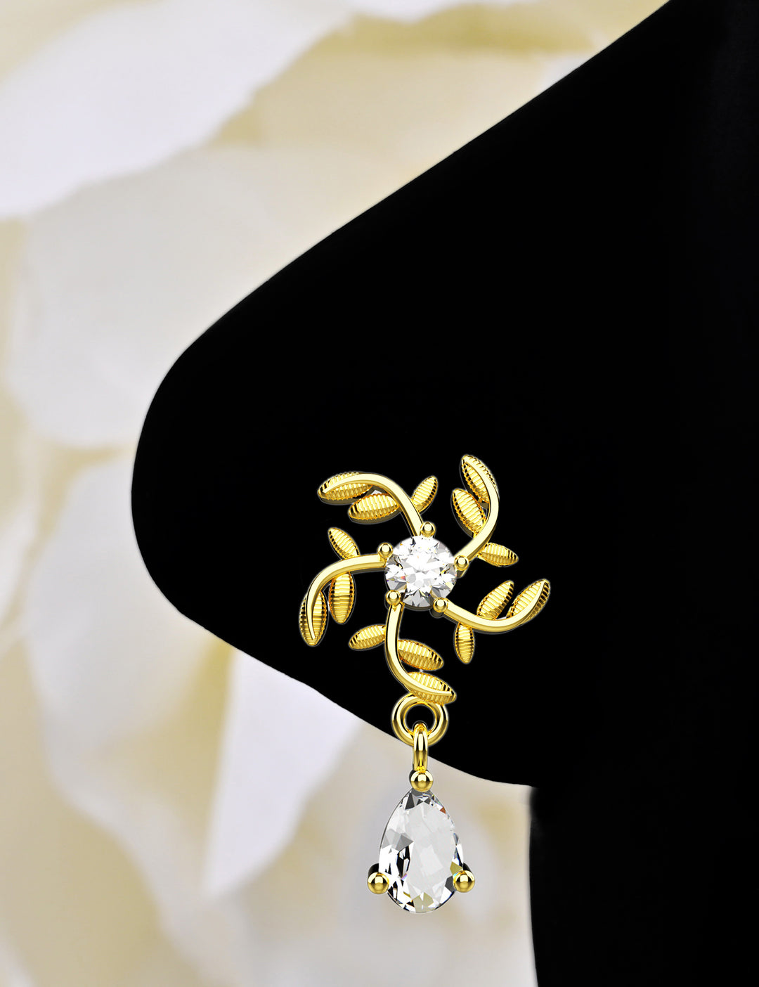 floral gold nose ring