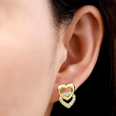 CZ Diamond Heart Stud Earrings