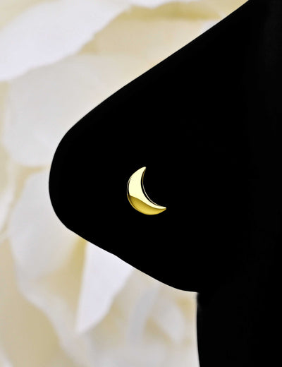 Crescent moon gold nose ring