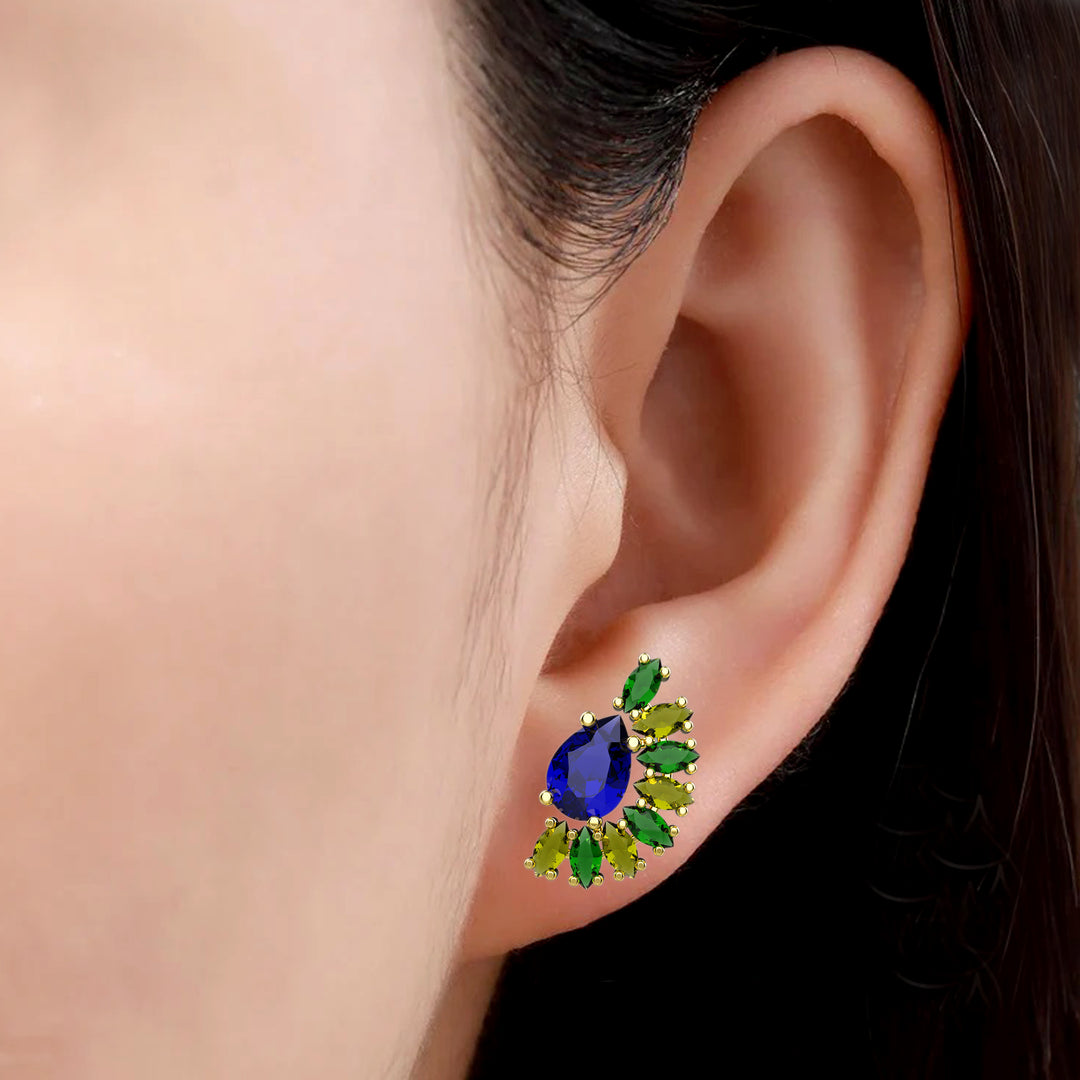 Minimalist sapphire earrings – ear crawler style