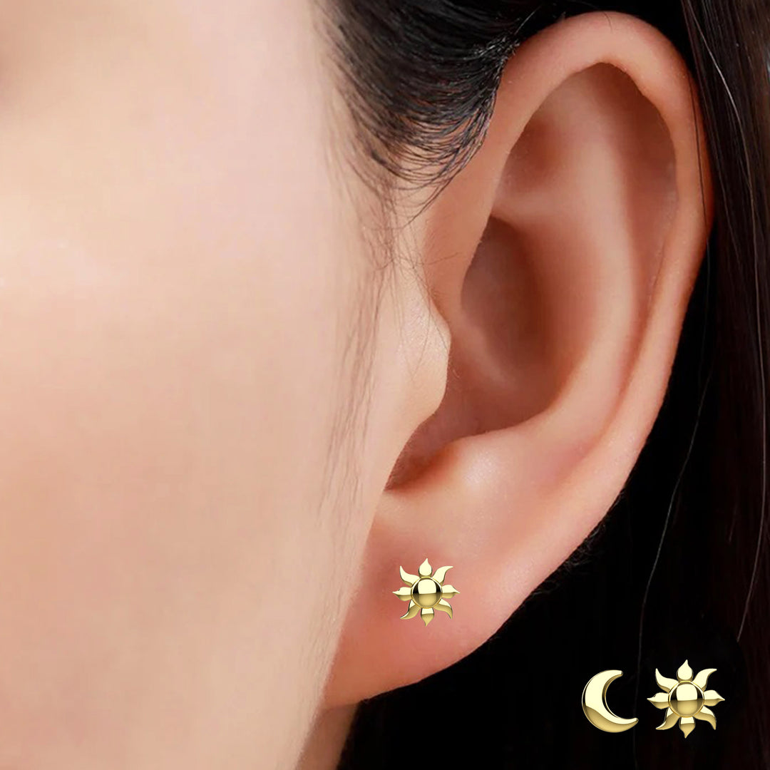 light Sun Moon ear stud jewelry