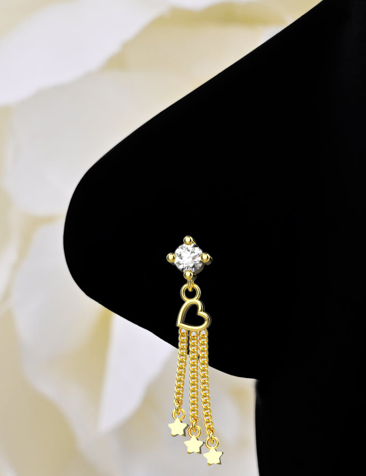 Dangling nose ring stud with drop charm