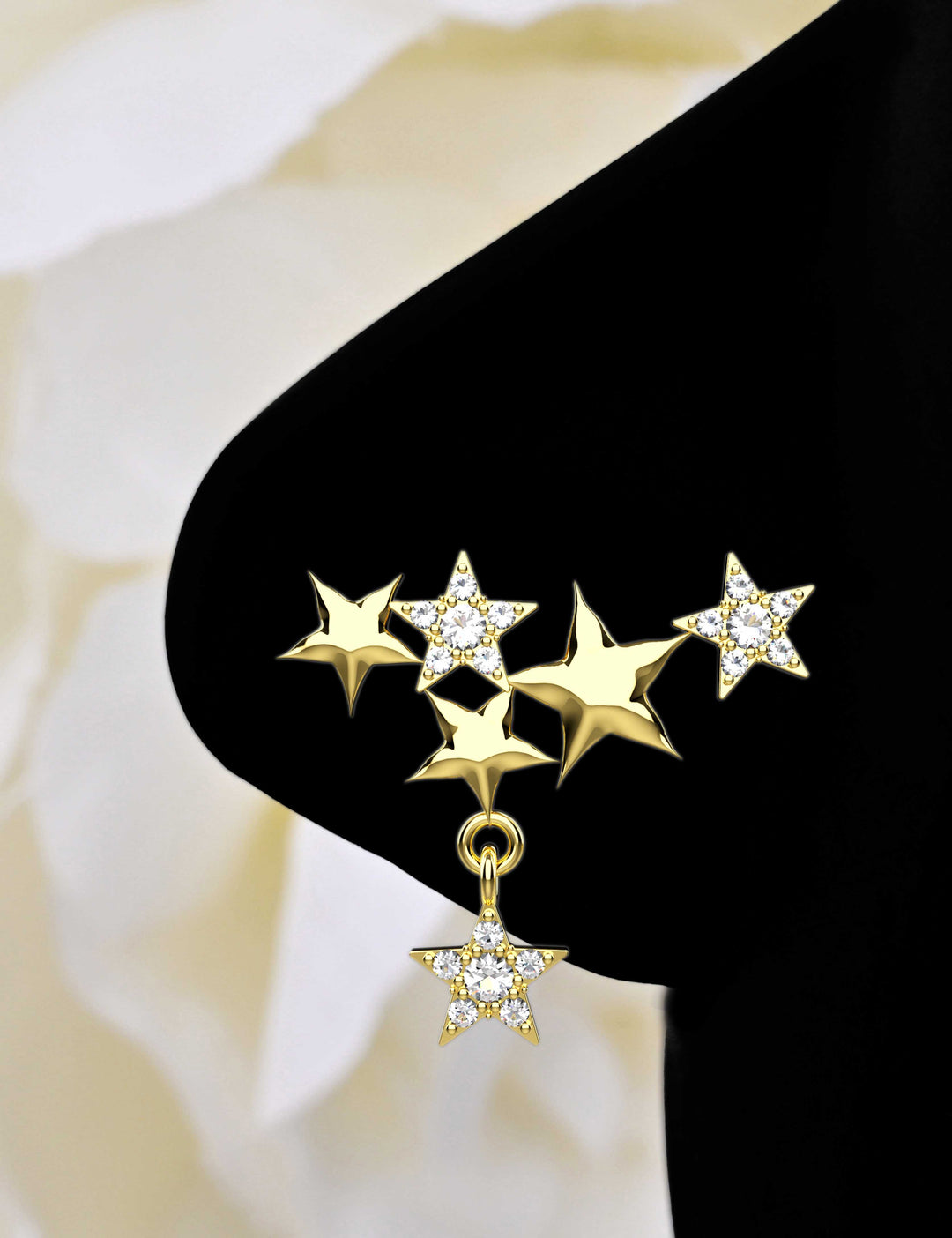 Star dangling nose studs 