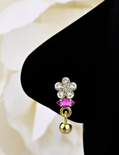ethnic dangling bell nose studs
