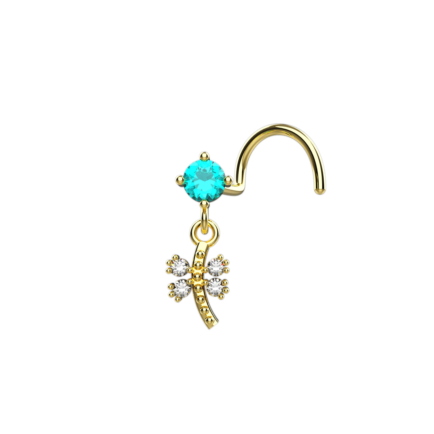 Blue Sapphire Butterfly Dangle Nose Stud