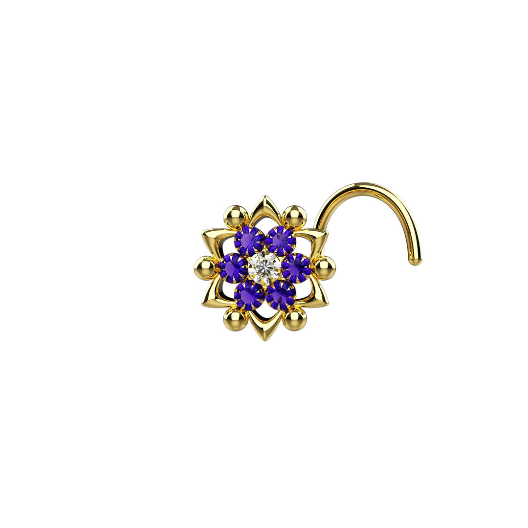 Amethyst gems artisan nose ring