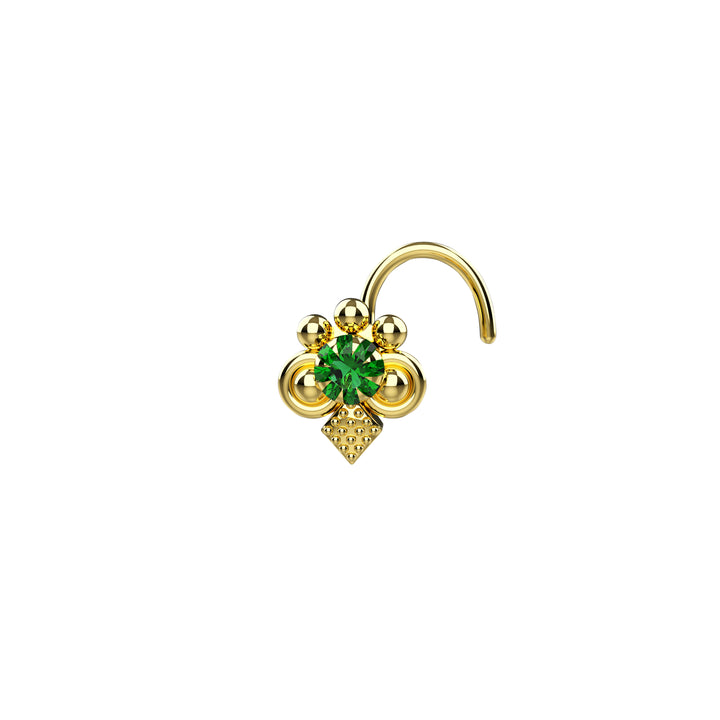 emerald gemstone nose studs 