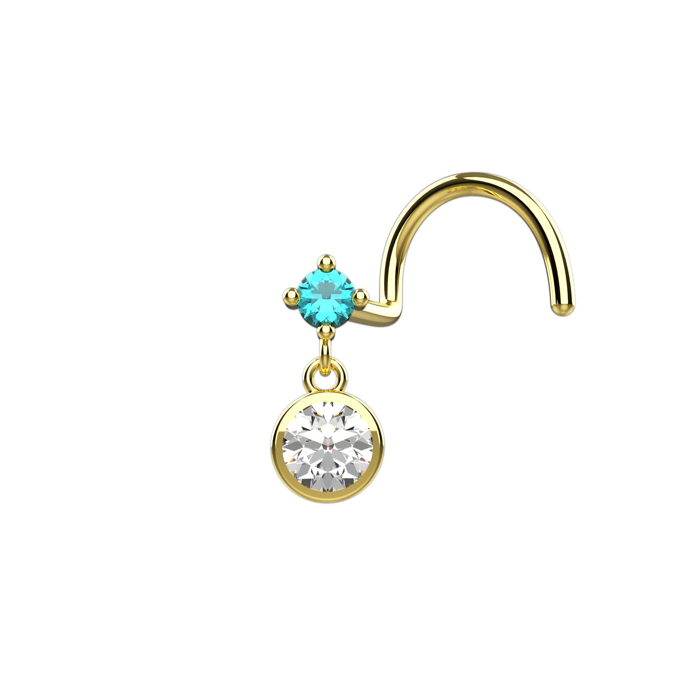 Bohemian blue topaz gems nose jewelry with dangle