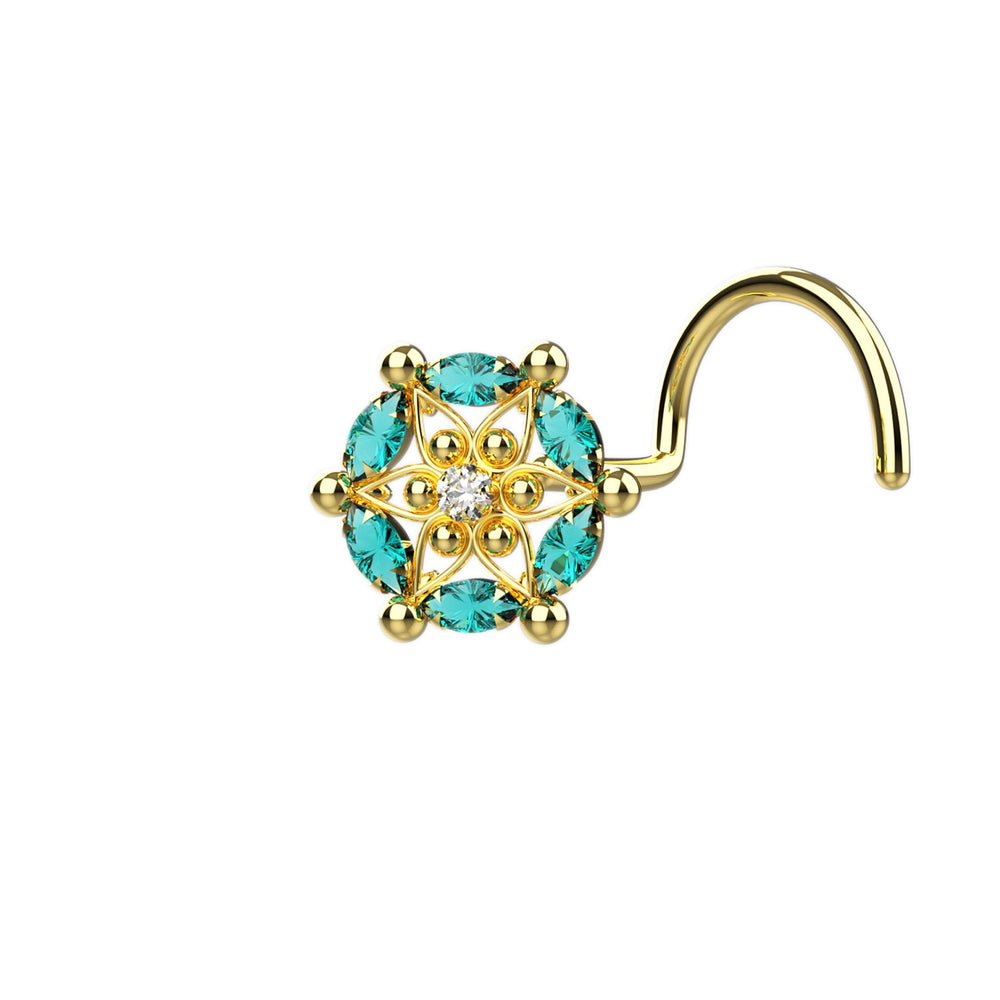 Blue Topaz Gems Nose Ring