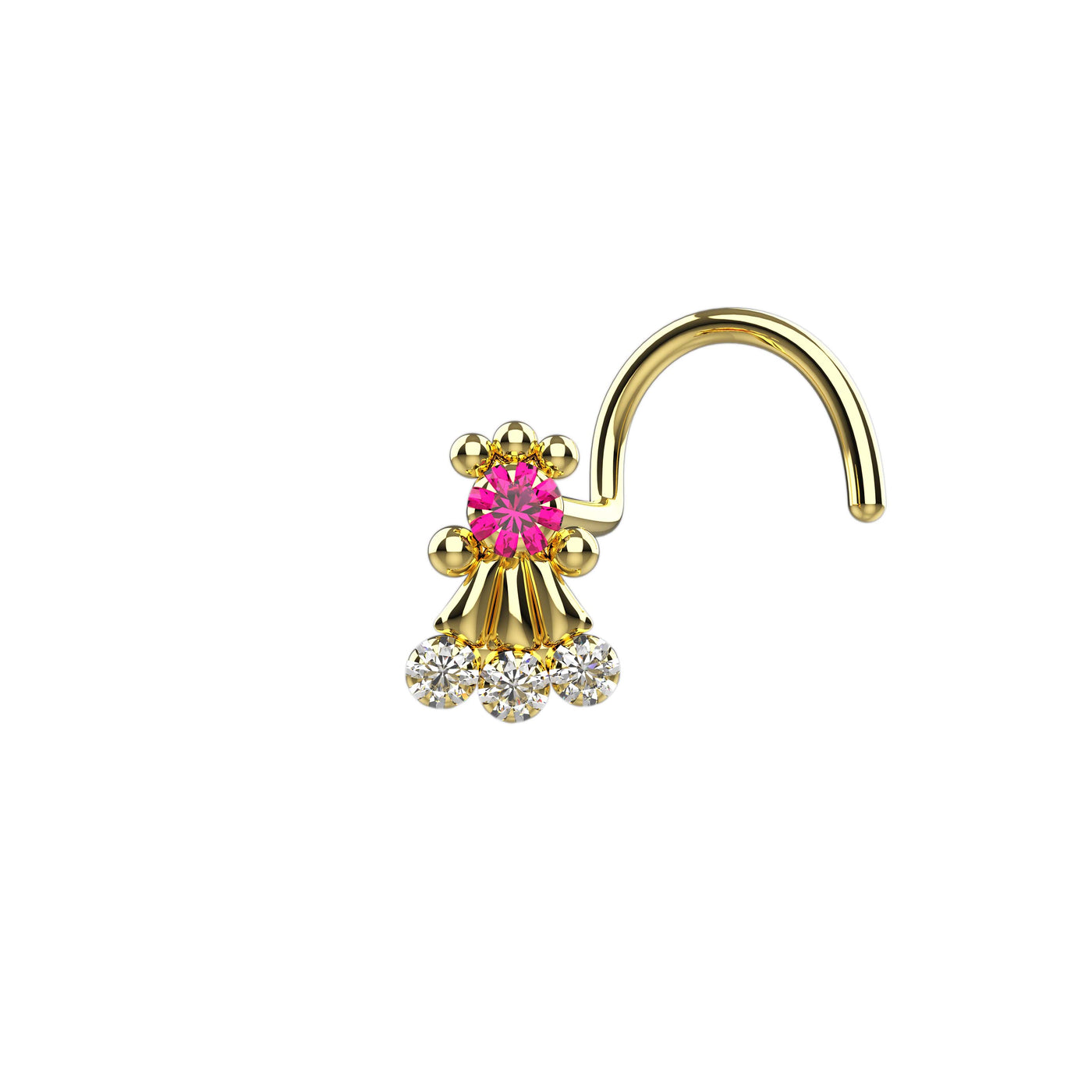 Ruby and clear stone gold nose rings 