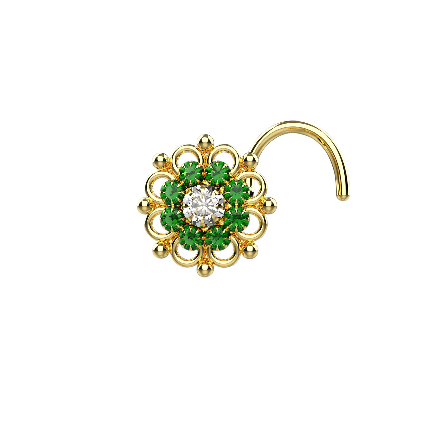 Indian Ethnic Gold Plated Flower Nose Pin