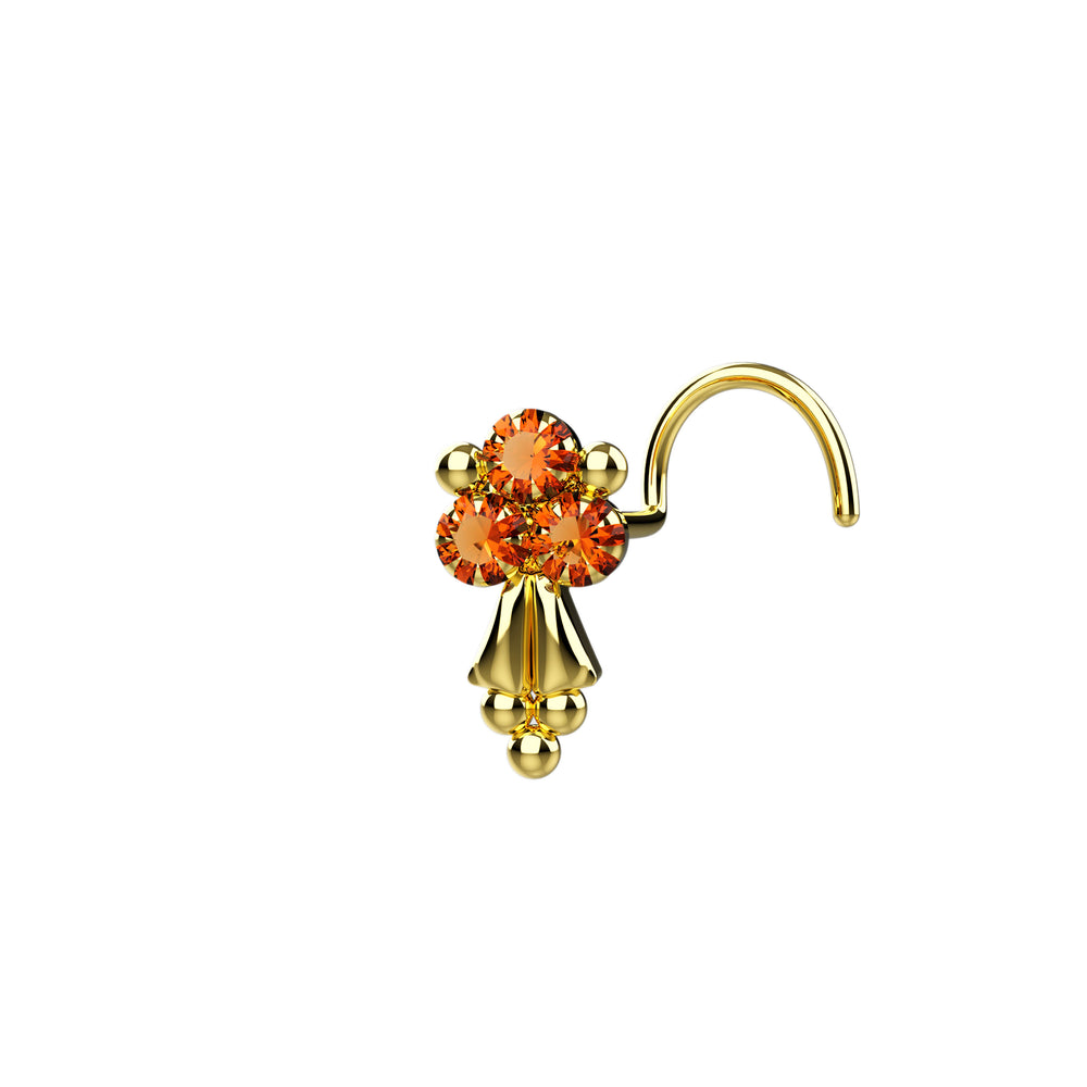 Carnelian Gems Ball Nose Ring