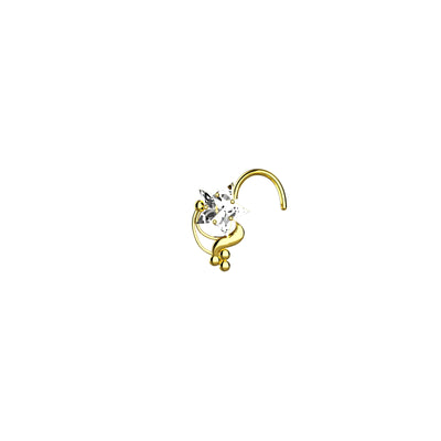 Crystal Clear Gold Plated Star Nose Pin