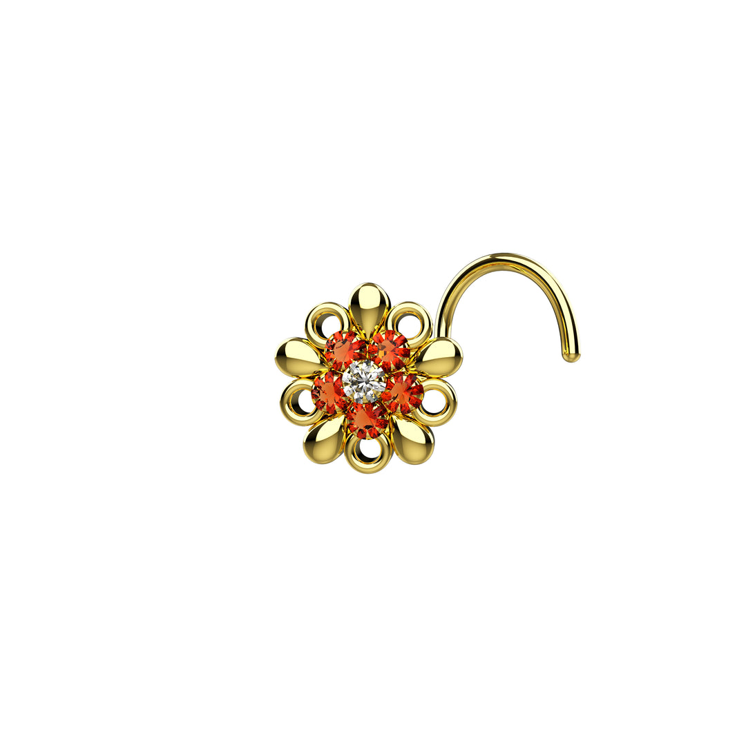 orange gemstone clear nose stud