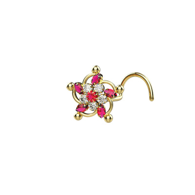 tribal flower gold nose pin 