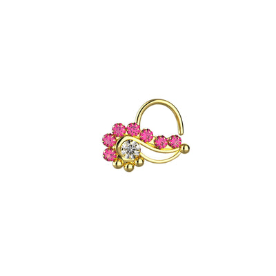 pink sapphire gold nose ring