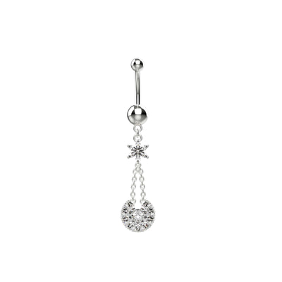 14G Champagne Gems Dangle Belly Button Ring