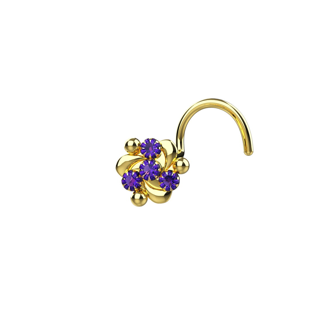 amethyst gemstone nose stud gold