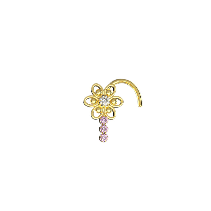 pink gemstone nose studs