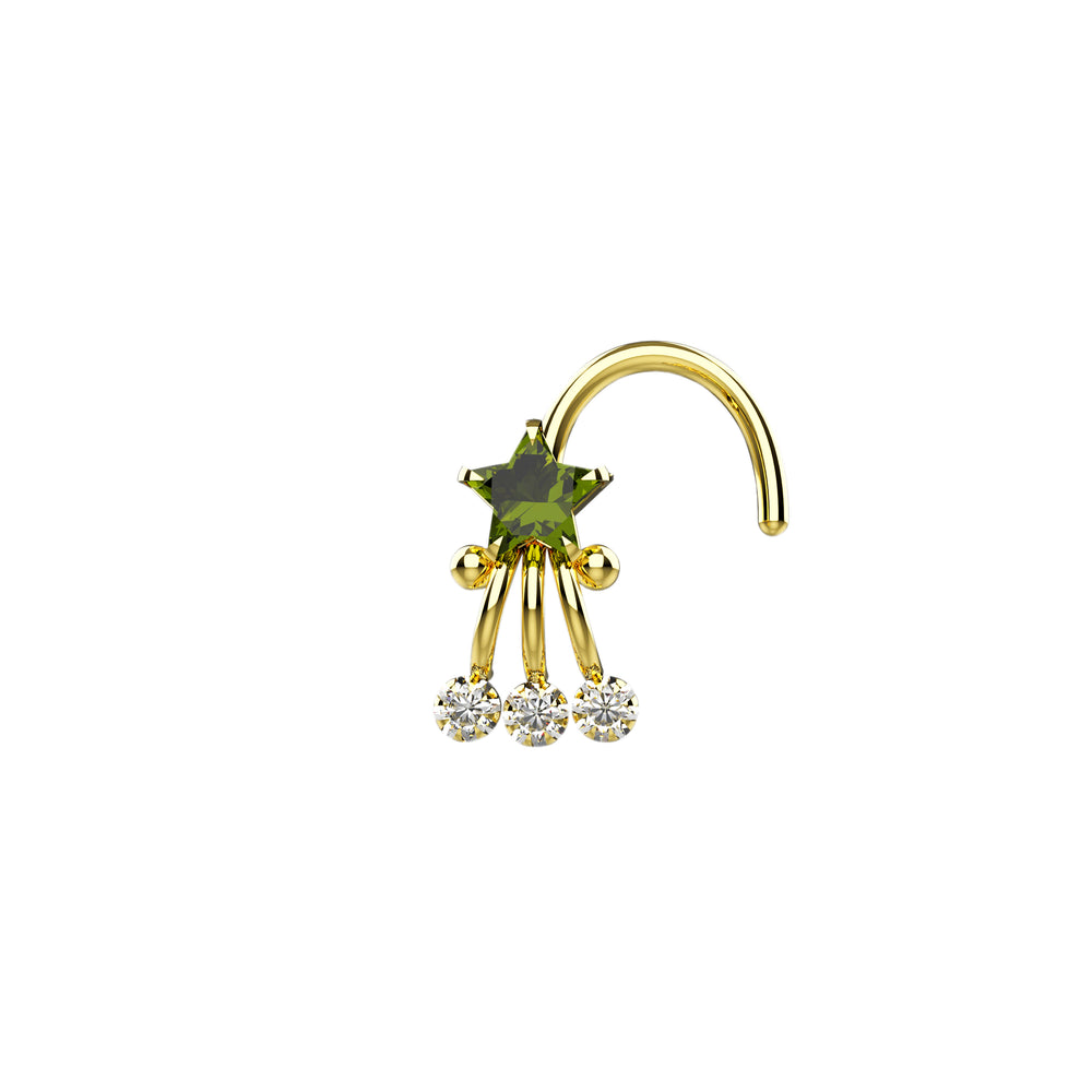 peridot gemstone nose stud