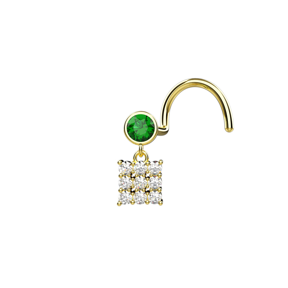 Green gemstone nose piercing