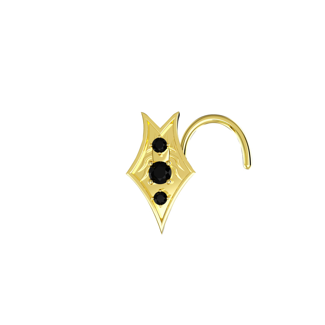 Black Onyx Gemstone Nose Piercing Gold