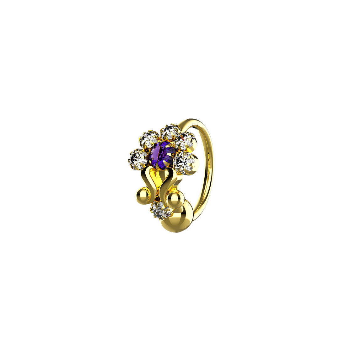 amethyst gold nose hoop stud