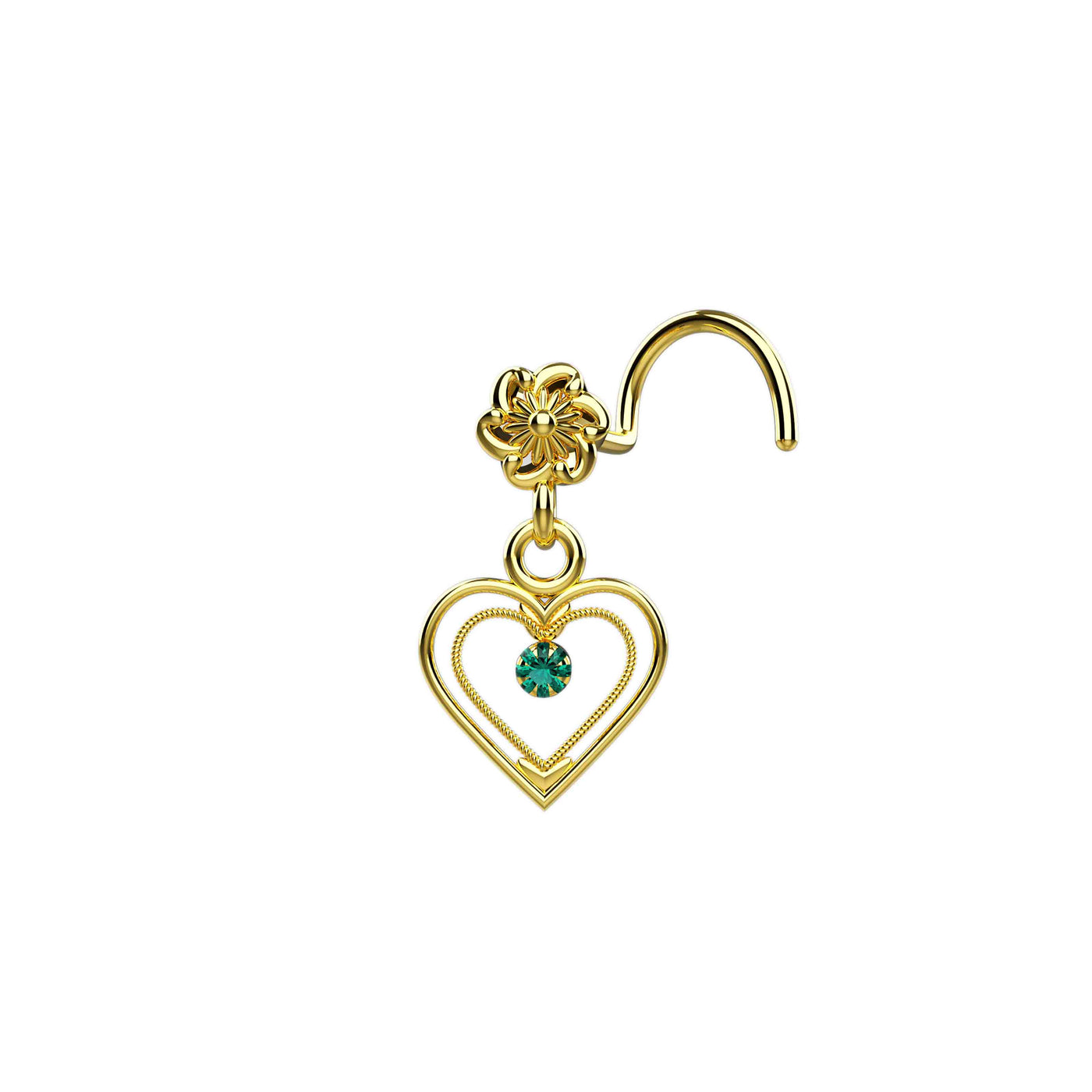 double heart dangle nose ring