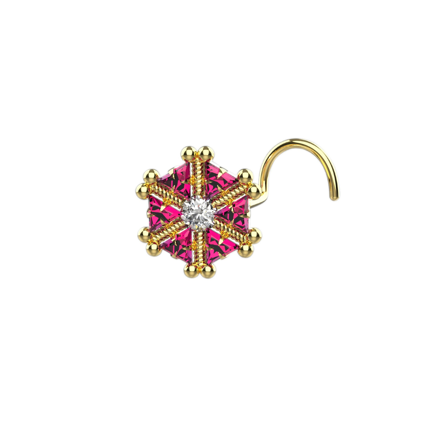 Crystal Ruby Stone Prong Setting Tiny Nose Stud