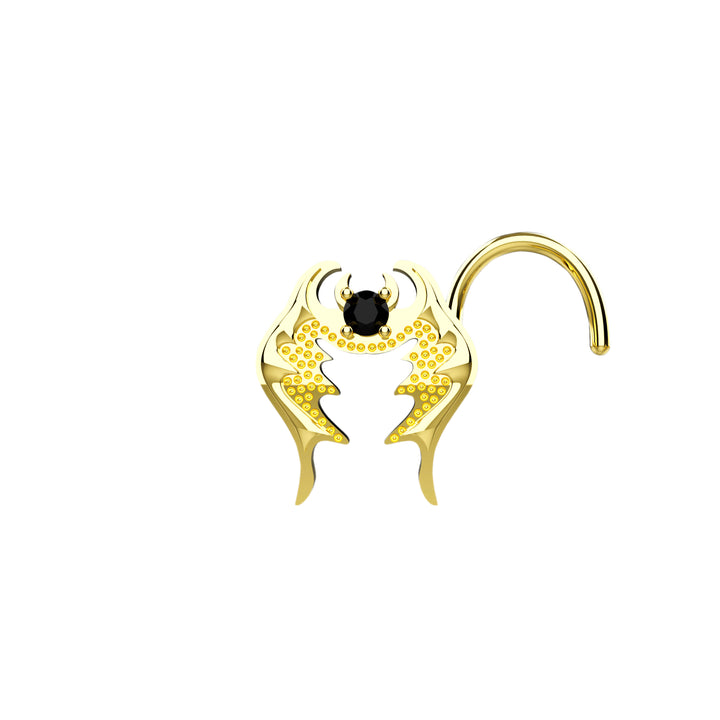 Black Onyx Gold Bat 2.0 Nose Pin