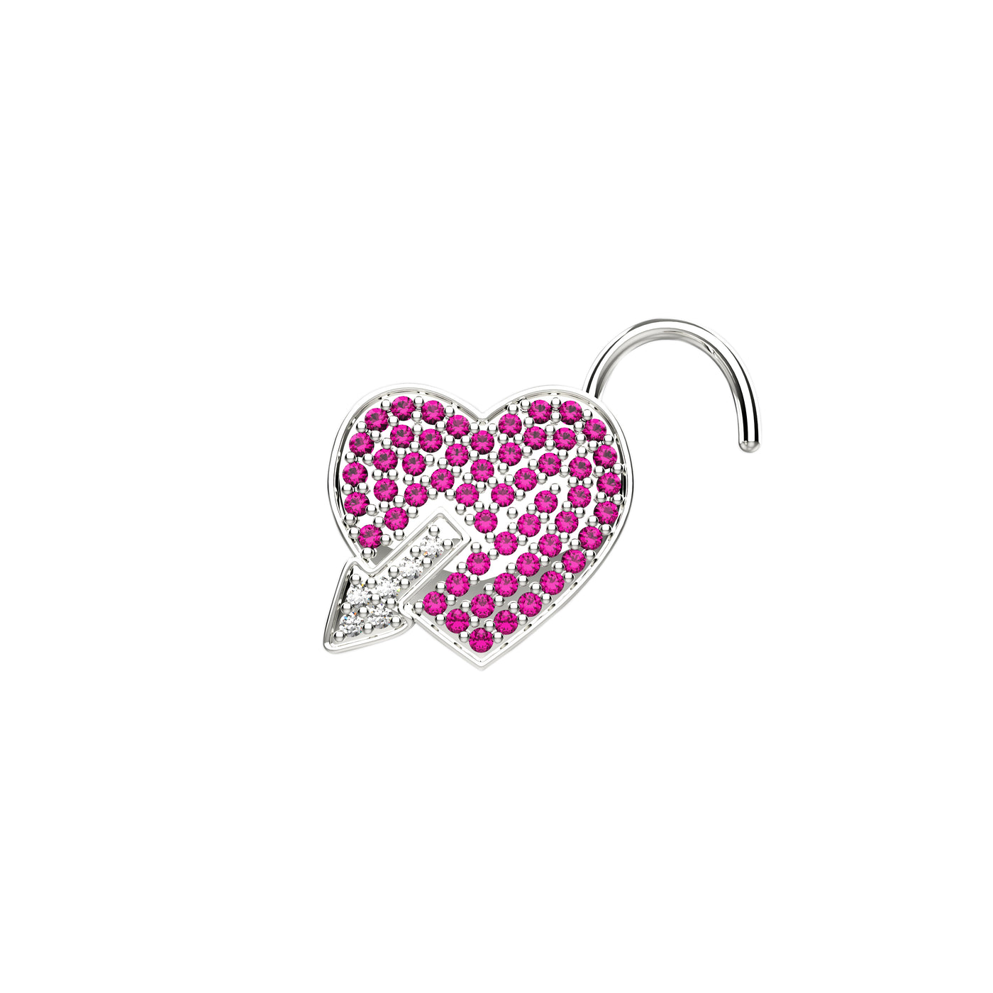 Cupid's Arrow with Heart Nose Stud